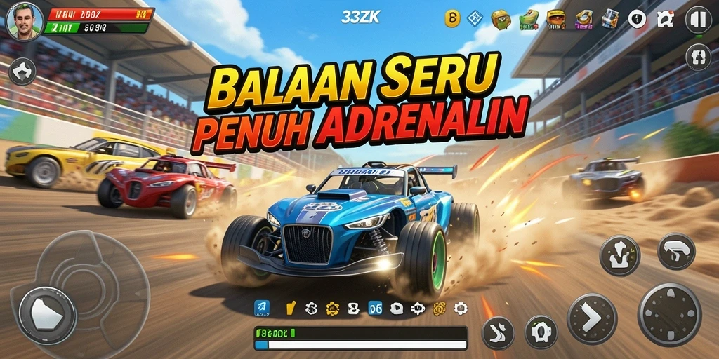 Gameplay Racing seru dan mendebarkan di 33ZK.