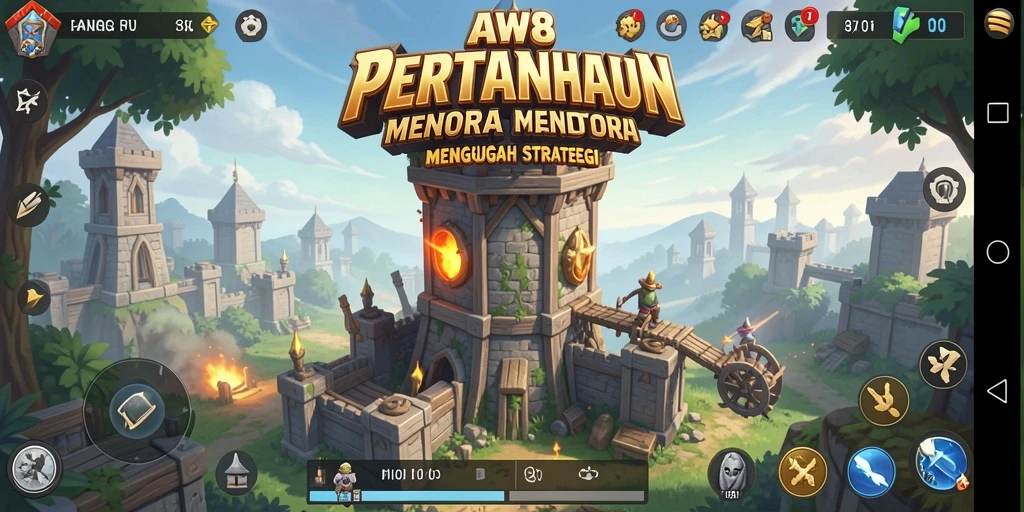 Tampilan gameplay seru dari AW8 dengan aksi menara pertahanan.