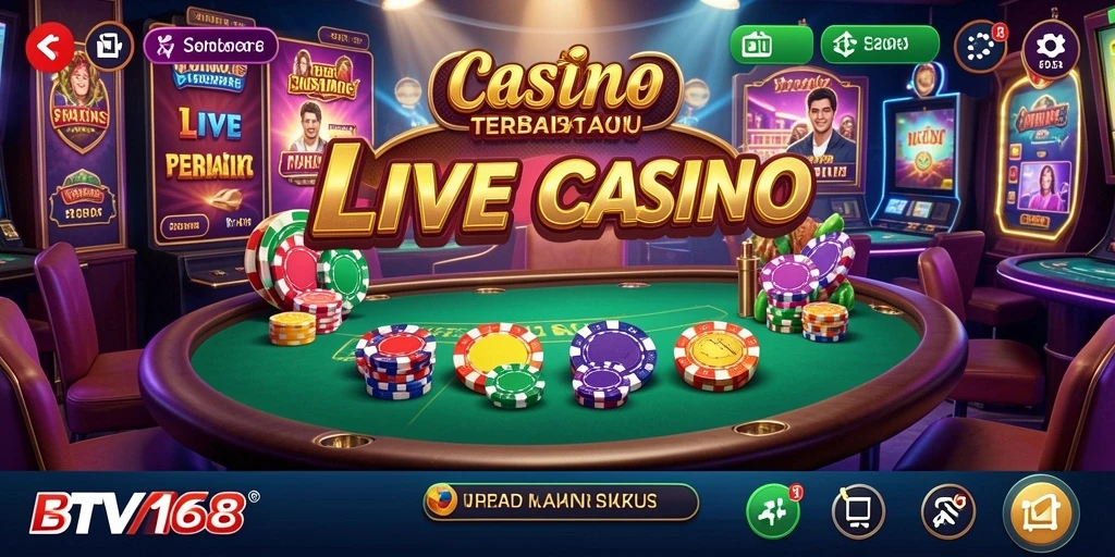Tampilan utama gameplay BTV168 dengan dealer Live Casino yang interaktif.
