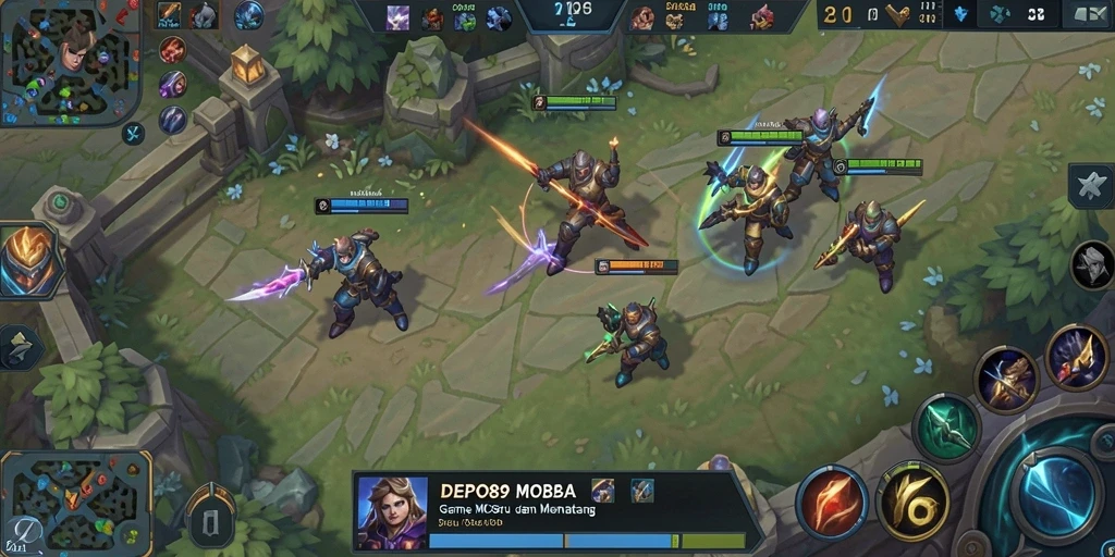 Screenshot dari gameplay seru DEPO89 dalam pertarungan MOBA.