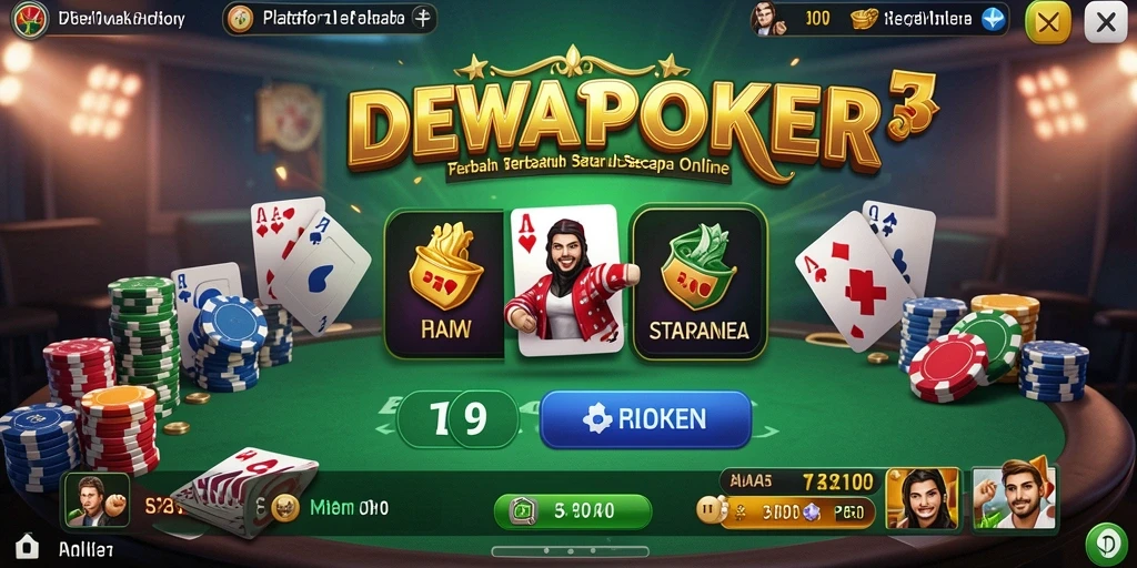 Tampilan utama gameplay DEWAPOKER yang menarik dan interaktif.