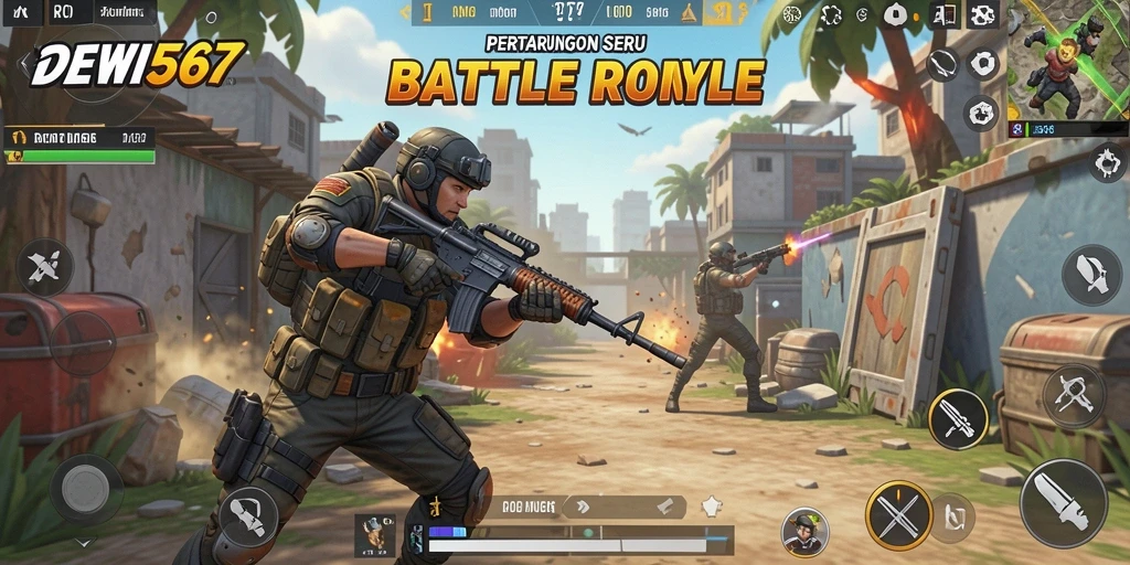 Tampilan utama gameplay DEWI567 dalam pertarungan Battle Royale.