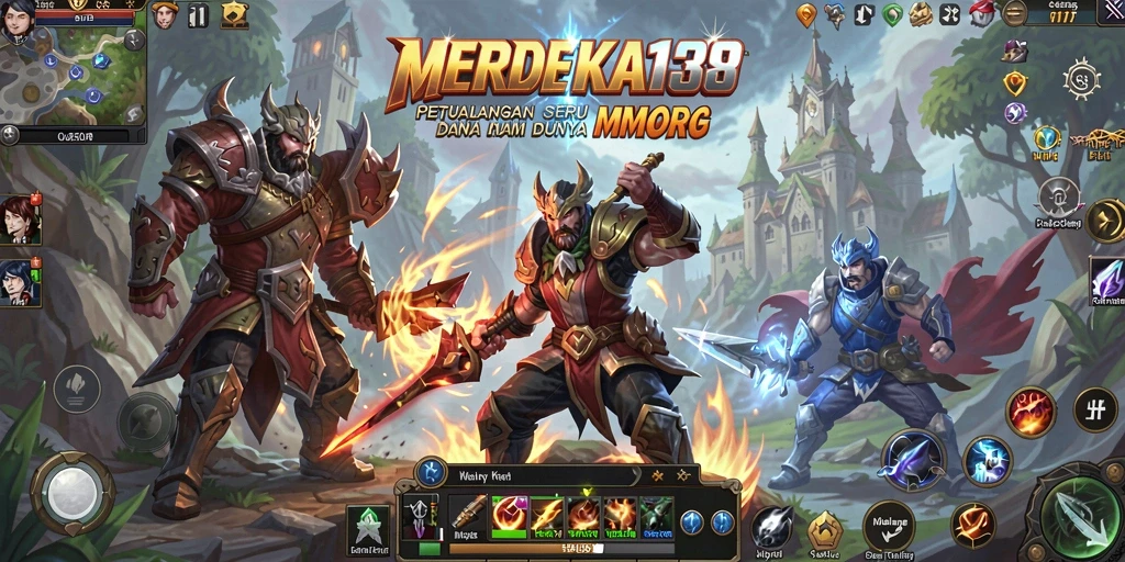 Screenshot gameplay MERDEKA138 yang menampilkan pertempuran seru di dunia MMORPG.