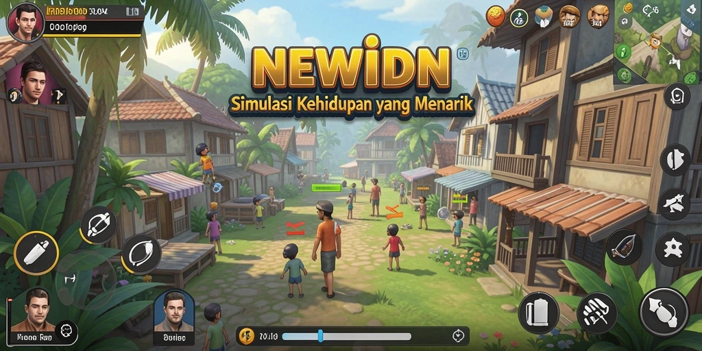 Tampilan gameplay menarik dalam NEWIDN, penuh warna dan interaksi.