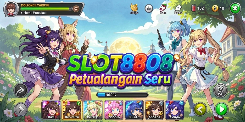 Tampilan gameplay SLOT8808 yang menarik dengan karakter anime.